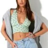 Motel Lime Floral Nanda Crop Top -Noisy May Shop 25002