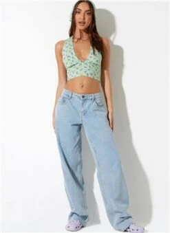 Motel Lime Floral Nanda Crop Top -Noisy May Shop 25002 2