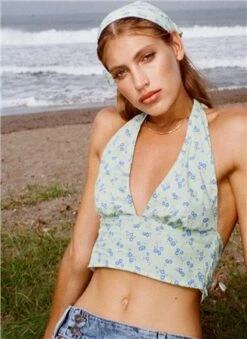 Motel Lime Floral Nanda Crop Top -Noisy May Shop 25002 3