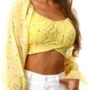 Parisian Yellow Crop Top Tie Back -Noisy May Shop 25015