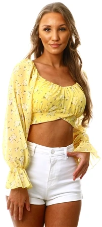 Parisian Yellow Crop Top Tie Back