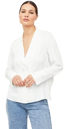 Vila Cloud Dancer Double-Breasted V-Neck Shirt