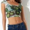Motel Green Misae Blurred Mesh Top -Noisy May Shop 25076