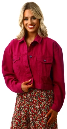 Brave Soul Cerise Pink Oversized Western Style Denim Jacket