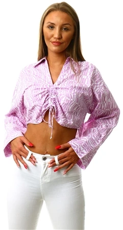 Veromoda Lilac / Lavendula Printed Ruched Long Sleeve Top