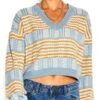 Noisy May Ashley Blue Einstein Multi-Coloured Knitted Pullover -Noisy May Shop 25974