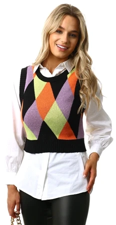 Neon & Nylon Black / Lime Cheri Knitted Vest