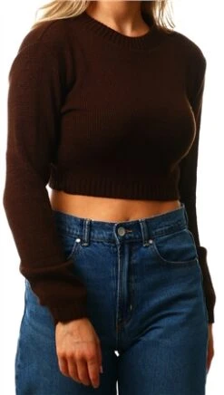 Glamorous Brown Crewneck Jumper -Noisy May Shop 26130 1