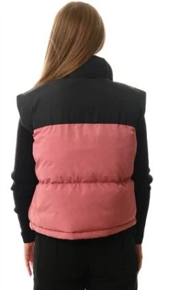 Brave Soul Rose / Black Contrast Colour Block High Neck Gilet -Noisy May Shop 26344 3