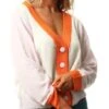 Veromoda Birch / Orange Pepper Vigga Colour Block Cardigan -Noisy May Shop 26367