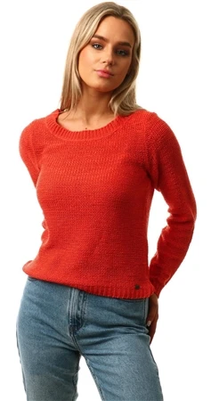 Only Red / Red Clay Geena Texture Knitted Pullover