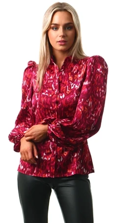 Girl In Mind Red Abstract Print Blouse