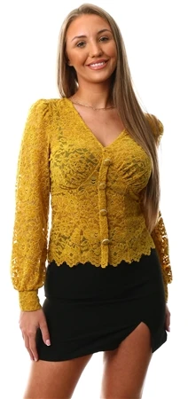 Vila Gold / Golden Palm Beaut Lace Long Sleeve Top