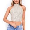 Saint Genies Nude Halterneck Sequins Top -Noisy May Shop 27023