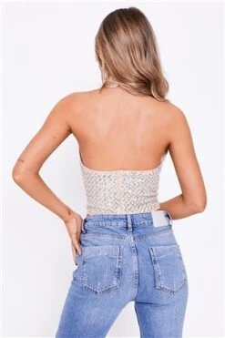Saint Genies Nude Halterneck Sequins Top -Noisy May Shop 27023 3