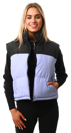 Brave Soul Lilac / Black Contrast Colour Block High Neck Gilet