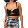 Parisian Black / White Houndstooth Button Mini Skirt