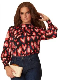 Girl In Mind Navy Leopard Hayley High Neck Top