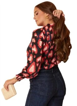 Girl In Mind Navy Leopard Hayley High Neck Top -Noisy May Shop 27173 3