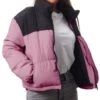 Brave Soul Mesa Rose/Black Colour Block Puffer Jacket -Noisy May Shop 27186