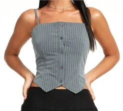 Motel Pinstripe Grey Madian Top -Noisy May Shop 27357 1