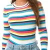 Only Ibiza Blue / Cloud Dancer Melek Striped Knitted Pullover
