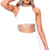 Saint Genies White Diamante Fringe Asymmetric Mini Skirt -Noisy May Shop 27519