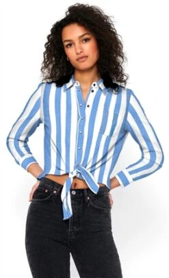Only Cloud Dancer / Wide Strip Lecey Tie Detail Shirt -Noisy May Shop 27572 2
