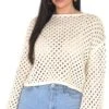 Brave Soul Stone Mesh Knitted Jumper With Flared Sleeves