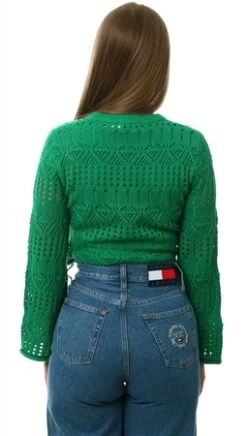 Brave Soul Green Wide Sleeve Crew Neck Pointelle Jumper -Noisy May Shop 27810 3