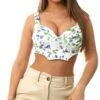 Vila Cloud Dancer Floral Corsage Cropped Top -Noisy May Shop 27815