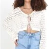Brave Soul White Knit Tie Front Detail Cardigan -Noisy May Shop 27875