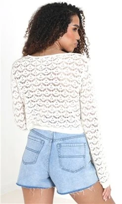 Brave Soul White Knit Tie Front Detail Cardigan -Noisy May Shop 27875 3