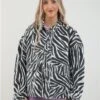 Only Bright White / Zebra Charlie Spread Collar Jacket -Noisy May Shop 27973