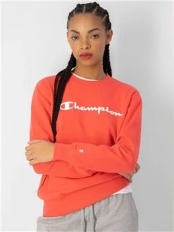 Champion Pink Big Logo Crewneck Sweatshirt