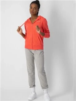 Champion Red Script Logo Full Zip Hoodie -Noisy May Shop 28139 2