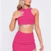 Saint Genies Hot Pink Beatrix Diamante Fringe Racer Shape Crop Top -Noisy May Shop 28188