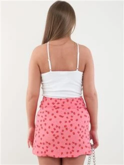 Glamorous Pink Strawberry Pattern Print Skirt -Noisy May Shop 28254 3