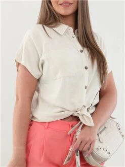 Pieces Birch Vinsty Linen-Blend Shirt -Noisy May Shop 28260 1