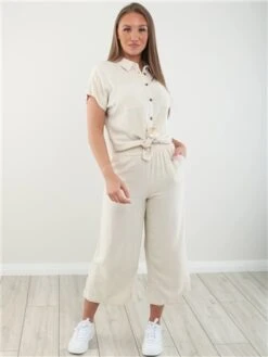 Pieces Birch Vinsty Linen-Blend Trousers -Noisy May Shop 28261 2