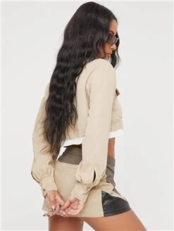 Ego Khaki Low Rise Zip Detail Motocross Mini Skirt -Noisy May Shop 28275 3