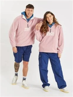 Harper & Lewis Dusty Pink Sweet Pea 1/4 Zip Fleece -Noisy May Shop 28419 2