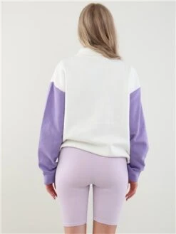 Vivichi Light Cream/ Lilac Zip Paris Crew Sweater -Noisy May Shop 28455 3