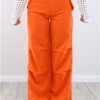 Missy Empire Orange Samantha Parachute Cargo Pants -Noisy May Shop 28510