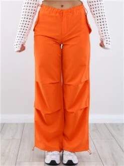 Missy Empire Orange Samantha Parachute Cargo Pants