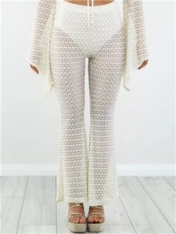 Saint Genies White Lace Crochet Trouser