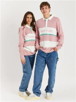 Harper & Lewis Dusty Pink / Mint / Cream Cassia Rugby Polo Top -Noisy May Shop 28541 2