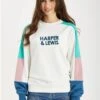 Harper & Lewis Colour Block Cream / Mint Oversized Sweater -Noisy May Shop 28543