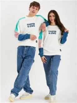 Harper & Lewis Colour Block Cream / Mint Oversized Sweater -Noisy May Shop 28543 2