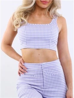 Only Purple Rose/White Carola Gingham Crop Top -Noisy May Shop 28549 1